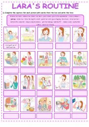 English Worksheet: LARAS ROUTINE