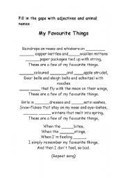 English worksheet: My favourite things
