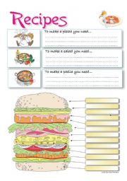 English Worksheet: RECIPES