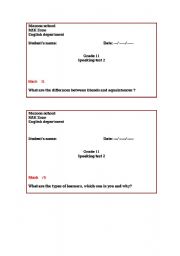 English Worksheet: speaking test