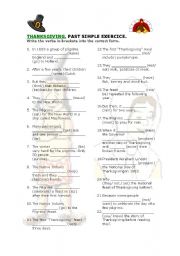 English Worksheet: Thanksgiving. Past Simple.