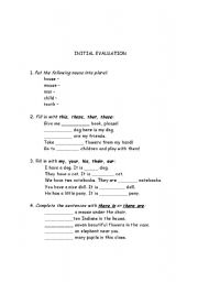 English Worksheet: evaluation test