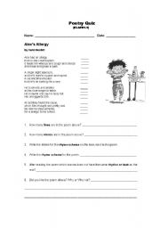 English Worksheet: poetry