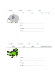 English Worksheet: Describing animals