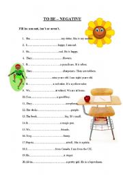 English Worksheet: TO BE NEGATIVE