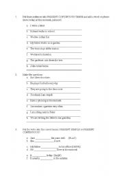 English Worksheet: Present simple and present continuous