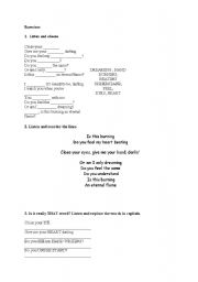 English worksheet: song excercises