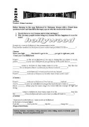 English worksheet: hollywood