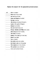 English Worksheet: Personal Pronouns.