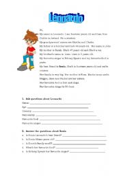 English Worksheet: Leonardo