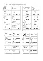 English Worksheet: Fruit and veget6ables