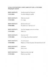 English Worksheet: CONVERSATION IN A SHOP