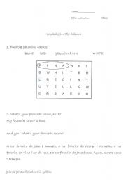 English Worksheet: Worksheet- The colours
