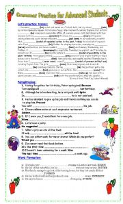 English Worksheet: Grammar Practice for Advanced students