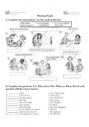 English Worksheet: Daily conversation (Wh-Questions)