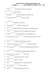 English Worksheet: MODAL VERBS