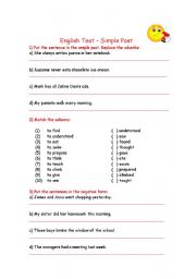 English worksheet: Simple Past Test
