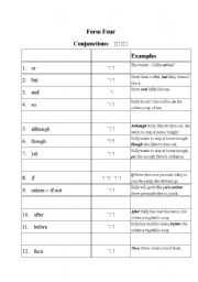 English worksheet: conjuntion