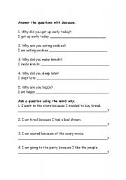 English worksheet: Why and Because