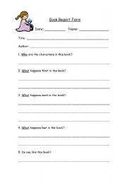 English Worksheet: Book Report Form