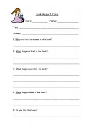 English worksheet: Book Report Form