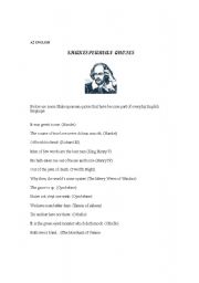 English Worksheet: Shakespearean quotes used in everyday English.