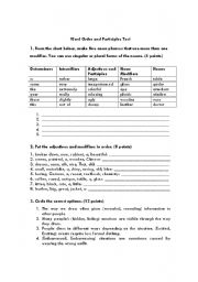 English worksheet: Word Order and Participles Test