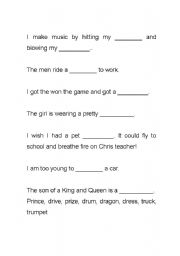 English Worksheet: Fill in the Blank