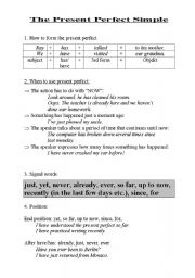 English worksheet: Present Perfect Simple - a grammatical summary