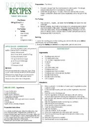 English Worksheet: recipes