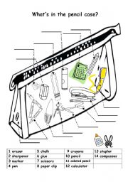 English Worksheet: pencil case (1)...Theres a similar one on my prints...