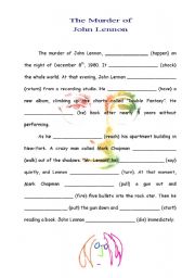 English Worksheet: The Murder of John Lennon