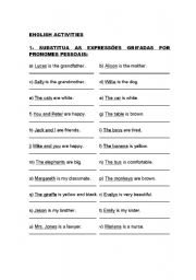 English worksheet: personal pronouns and verb to be