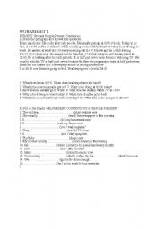 English worksheet: present simple present continuous