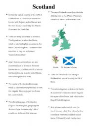 English Worksheet: Scotland - reading and exercises