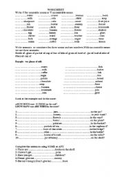 English Worksheet: countable -uncountable