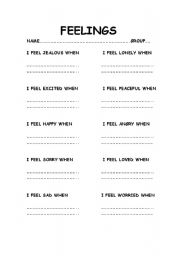 English worksheet: Describing feelings