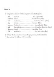 English worksheet: Comparartive exercise