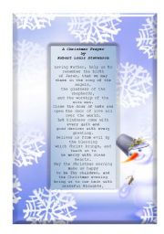 English Worksheet: A Christmas prayer by Robert Louis Stevenson