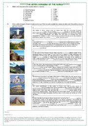 English Worksheet: The seven wonders of the world