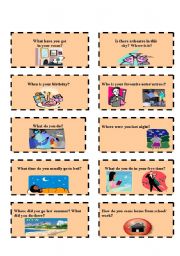 English Worksheet: SPEAKING CARDS 2