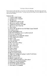 English Worksheet: First Day of School Icebreaker