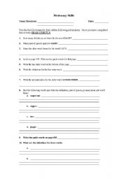 English Worksheet: Dictionary Skill Activity