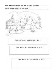 English Worksheet: the ants go marching