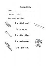 English Worksheet: Reading Activity