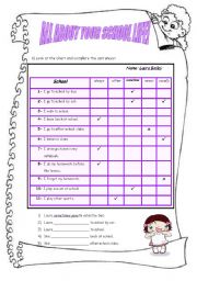 English Worksheet: SCHOOL LIFE - ADVERBS OF  FREQUENCY - SIMPLE PRESENT
