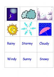 English Worksheet: WEATHER CARDS GAME