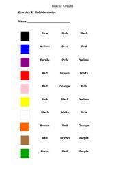 English Worksheet: colors: multiple choice