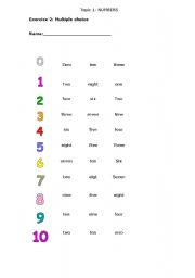 English worksheet: numbers