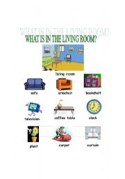 English worksheet: What is in the living room?